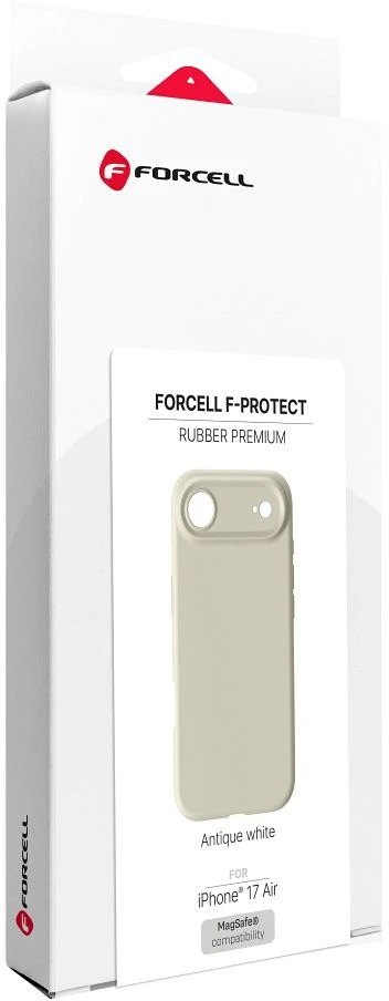 „iPhone 17 AIR“ dėklas „Forcell F-Protect Rubber Premium“, suderinamas su „MagSafe“ antikvarinėmis baltomis