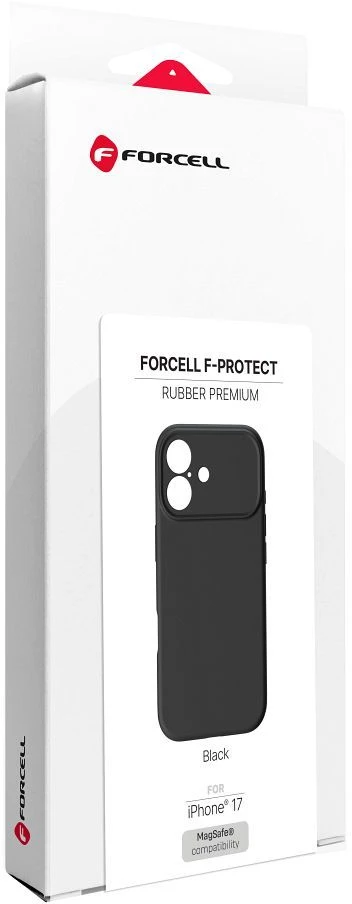 „iPhone 17 Forcell F-Protect Rubber Premium“ dėklas, suderinamas su „MagSafe“ juodas