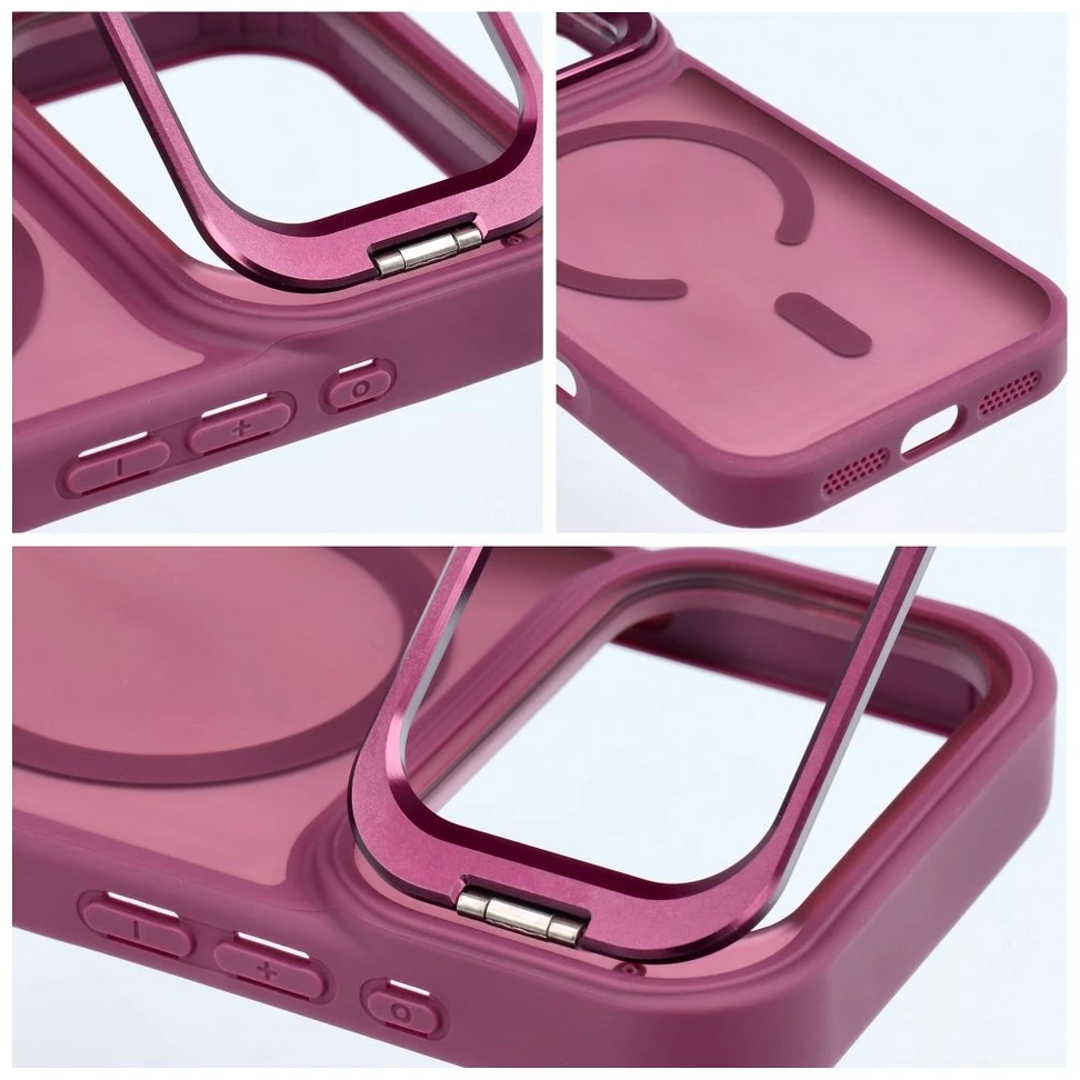 Dėklas Case for iPhone 17 Pro / 18 Pro Forcell F-Protect Shadow Stand Premium compatible with MagSafe dark cherry