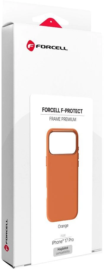 „iPhone 17 Pro / 18 Pro“ dėklas (žemas kameros kraštas), „Forcell F-Protect Frame Premium“, suderinamas su „Magsafe“, oranžinis