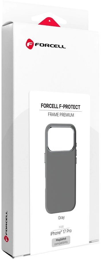 „iPhone 17 Pro / 18 Pro“ dėklas (žemas kameros kraštas), „Forcell F-Protect Frame Premium“, suderinamas su „Magsafe“ pilka spalva
