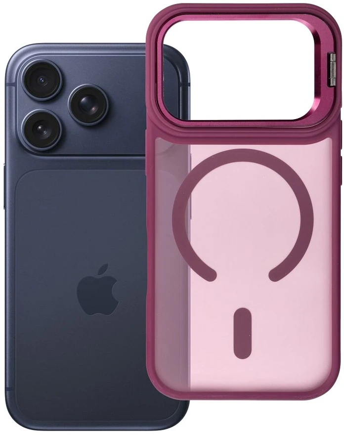 Dėklas Case for iPhone 17 Pro Max / 18 Pro Max Forcell F-Protect Shadow Stand Premium compatible with MagSafe dark cherry