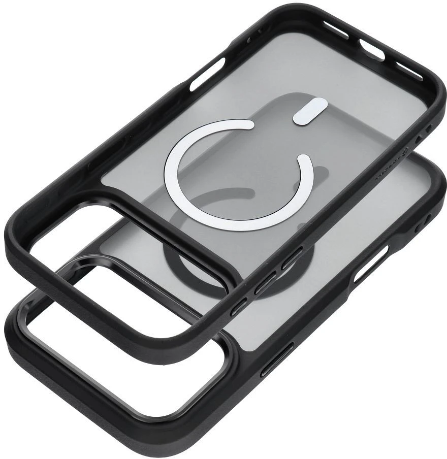 „iPhone 17 Pro Max / 18 Pro Max“ dėklas (žemas kameros kraštas), „Forcell F-Protect Smoke Hybrid Premium“, suderinamas su „MagSafe“ (juodas)