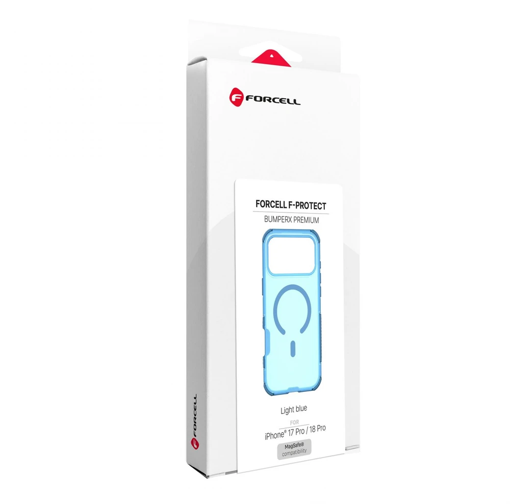Dėklas „Case for iPhone 18 Pro / 17 Pro Forcell F-Protect BumperX Premium compatible with MagSafe šviesiai mėlynas“
