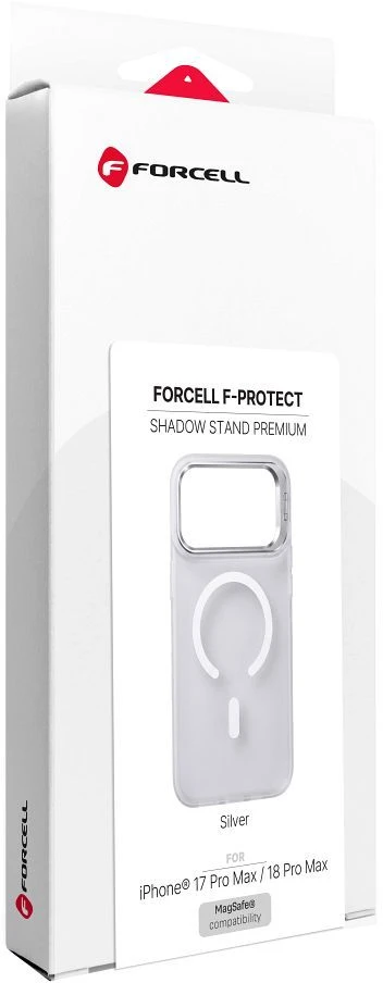 Dėklas „Case for iPhone 18 Pro Max / 17 Pro Max Forcell F-Protect Shadow Stand Premium compatible with MagSafe“ sidabrinis