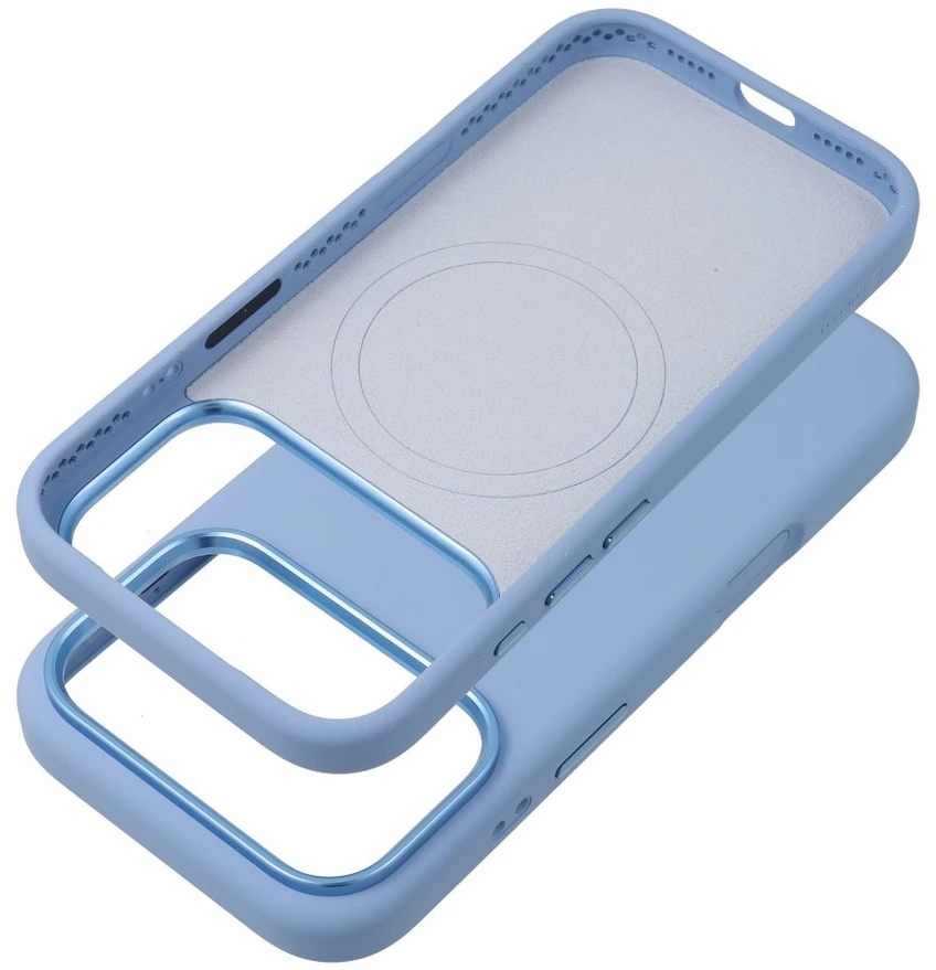 Dėklas, skirtas iPhone 18 Pro Max / 17 Pro Max „Forcell F-Protect Frame Premium“, suderinamas su MagSafe, šviesiai mėlynas