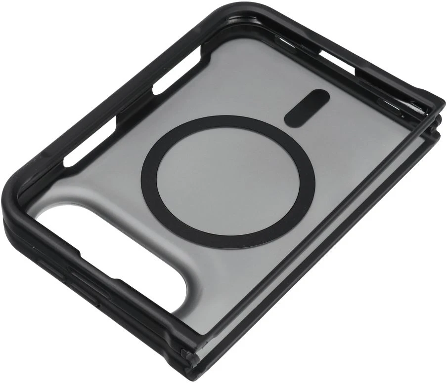 Dėklas iPhone Duo Forcell F-Protect 4sD-i Smoke Hybrid Premium, suderinamas su MagSafe, juodas