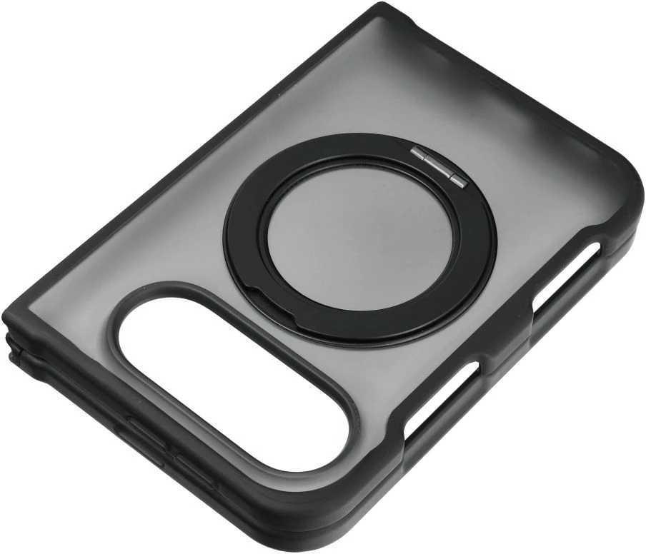 Dėklas iPhone Duo Forcell F-Protect 4sD-i Smoke Hybrid Kickstand Premium, suderinamas su MagSafe, juodas