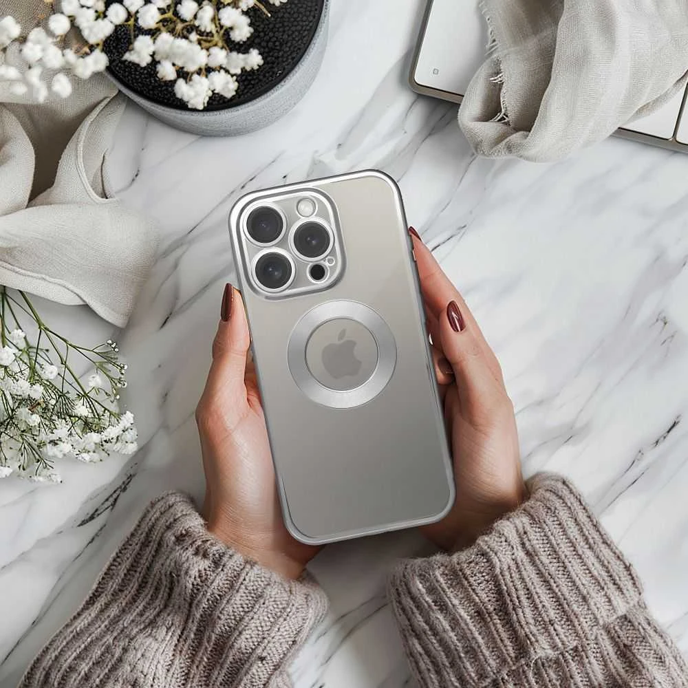 Dėklas Oem Case GLAM for IPHONE 16 sidabrinis