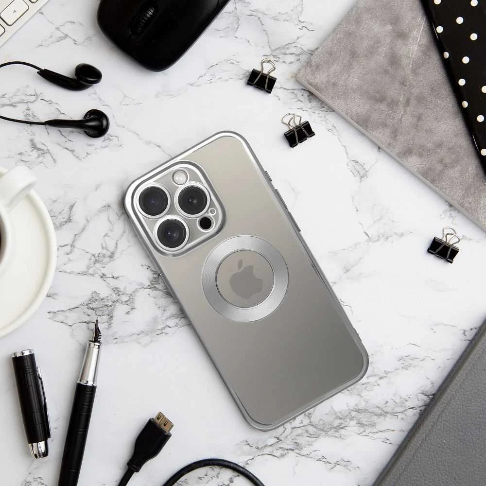 Dėklas Oem Case GLAM for IPHONE 16 sidabrinis