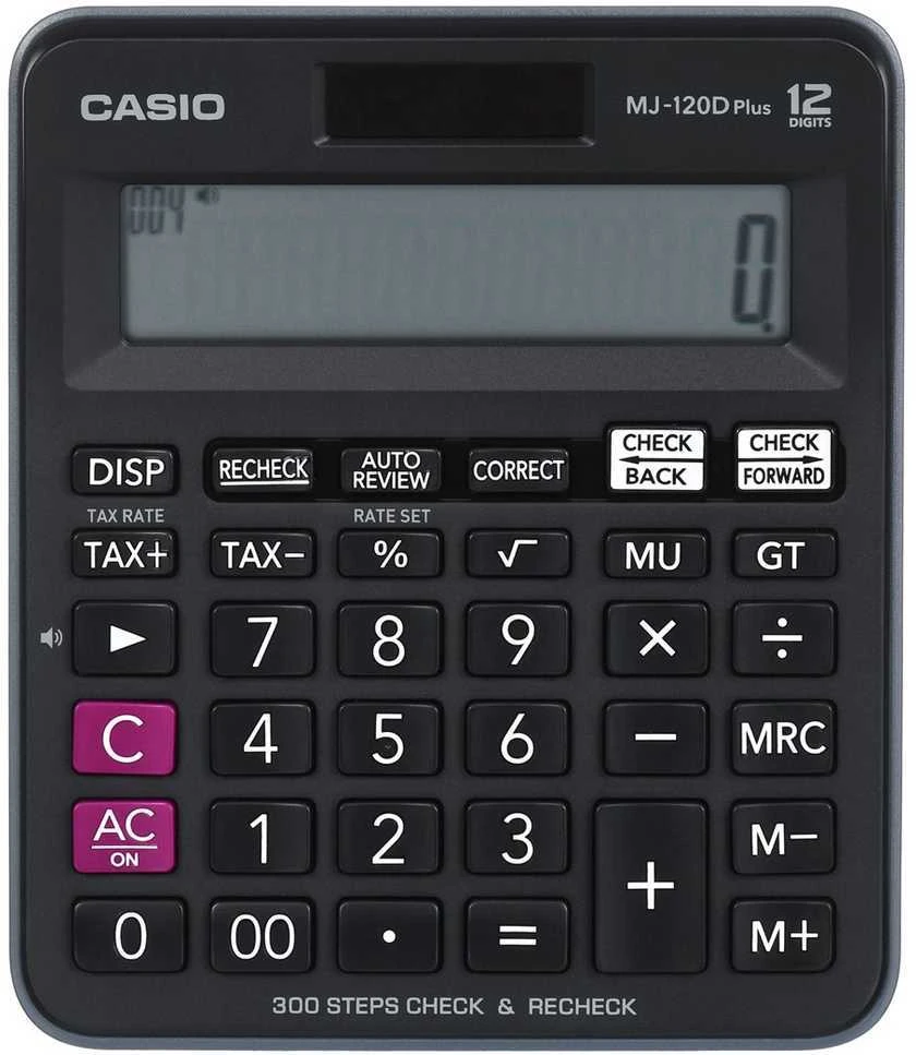 Stalinis skaičiuotuvas CASIO MJ-120D+, 126,5 x 148 x 28,6 mm