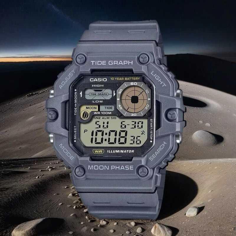 Vyriškas laikrodis CASIO Digital Moonphase WS-1700H-8AV + BOX