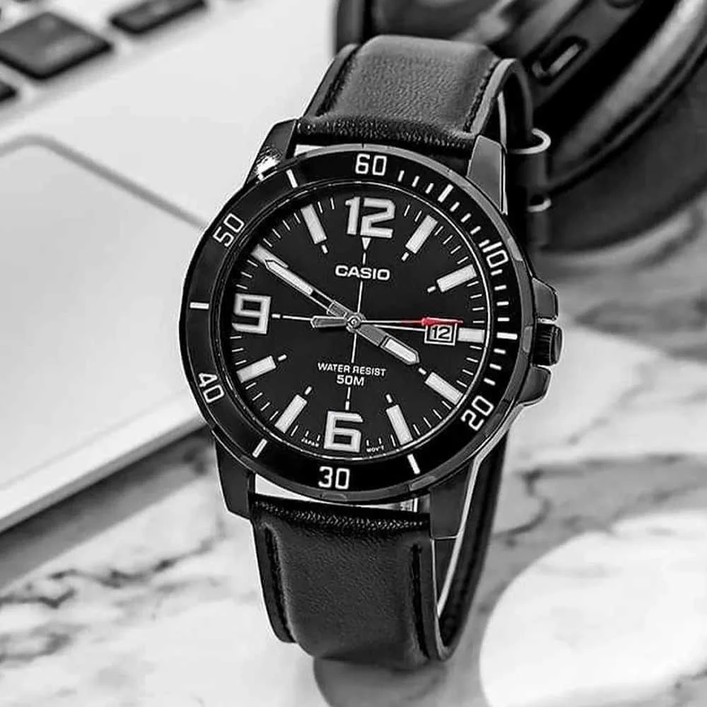 Laikrodis CASIO MEN'S WATCH MTP-VD01BL-1B (zd169d) + BOX