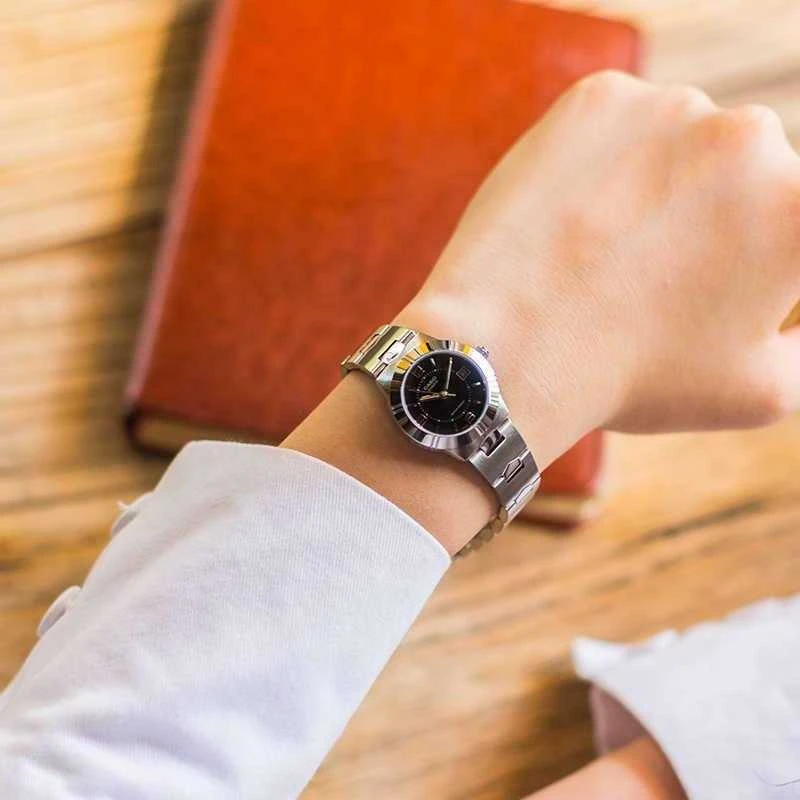 Moteriškas laikrodis Casio LTP-1241D-1A, su dėžute, Juodas ciferblatas