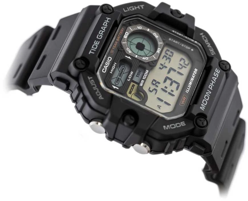 CASIO skaitmeninis Moonphase vyriškas laikrodis WS-1700H-1AV + BOX