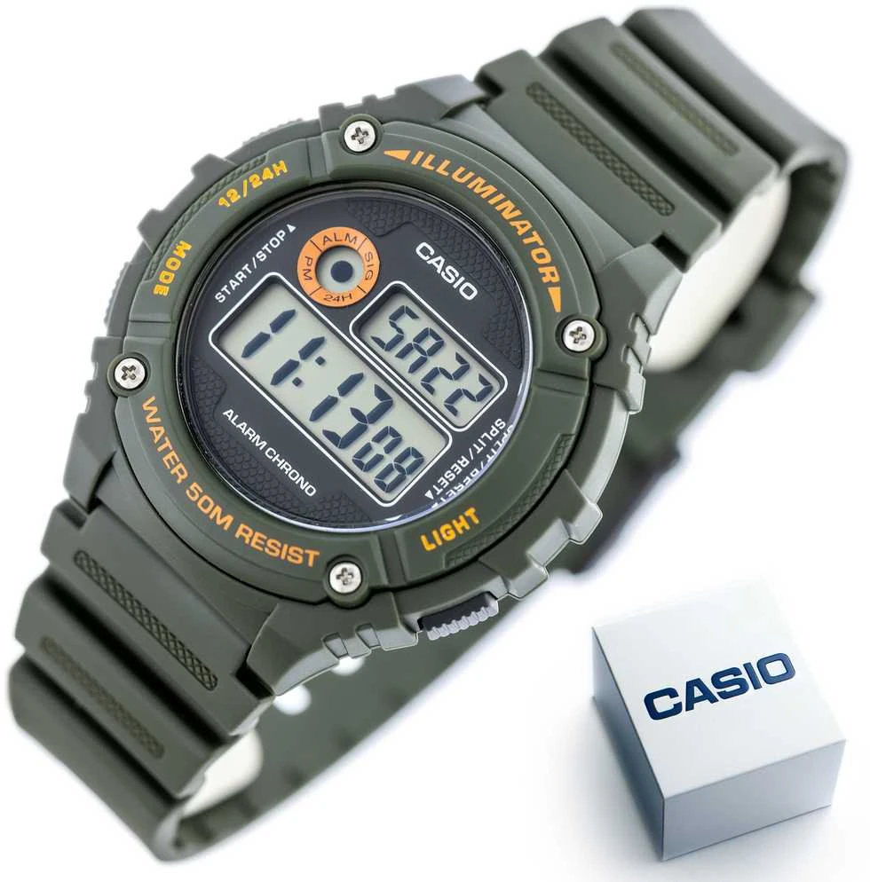 Casio vyriškas laikrodis W-216H-3B + dėžutė
