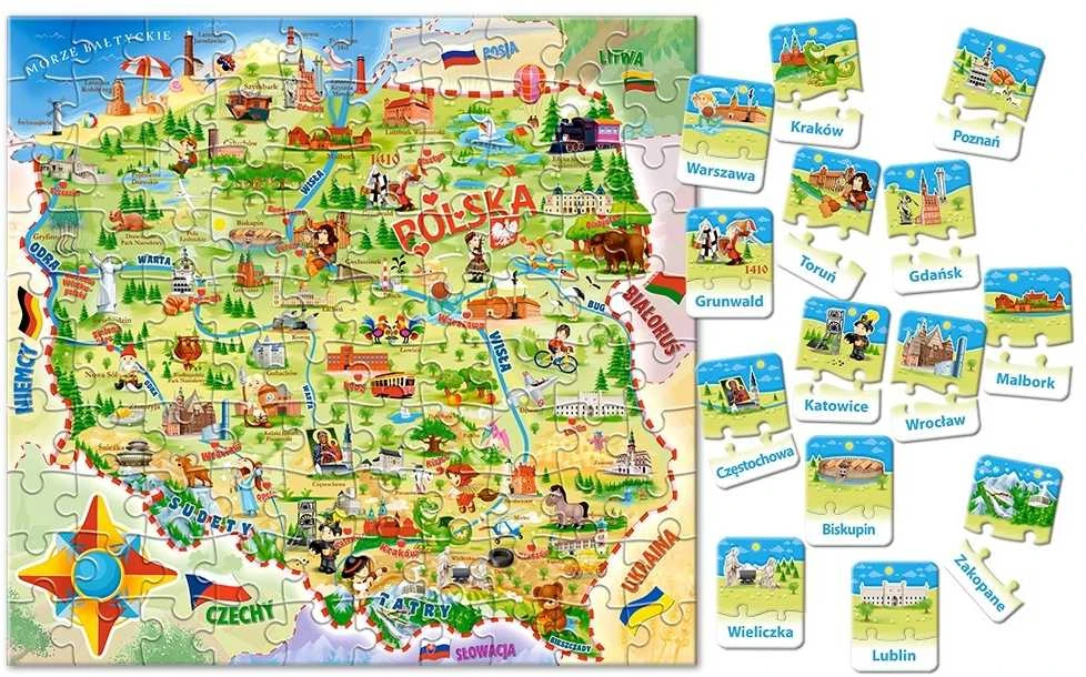 Castorland Dėlionė 100 vnt. - Lenkijos žemėlapis