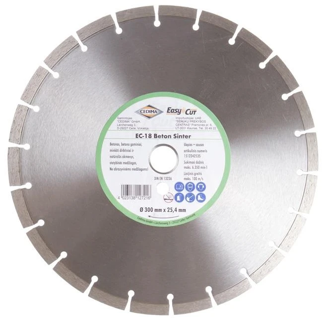 Deimantinis pjovimo diskas Cedima EC-18.1 300×25.4×2.8