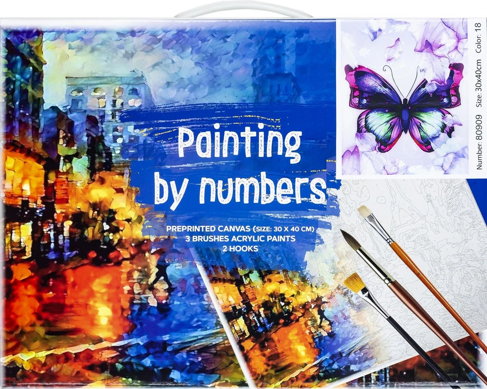 Centrum Rinkinys tapybai ant drobės pagal skaičius BUTTERFLY, 300x400mm