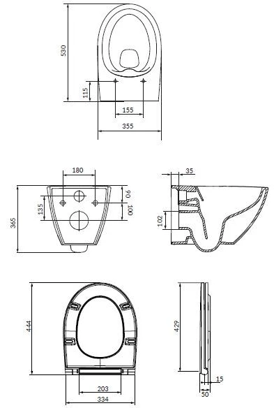Cersanit TOILET WALL HUNG C458 WITH COVER