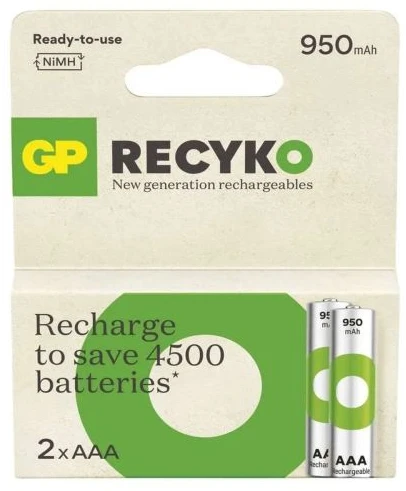 Gp Batteries Akumuliatorius - GP ReCyko AAA 950mAh NiMH Įkraunamų 2 Vnt Smėlio Spalvos