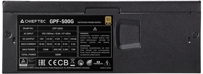Chieftec Smart GPF-500G maitinimo blokas 500 W 24 kontaktų ATX TFX Juodas