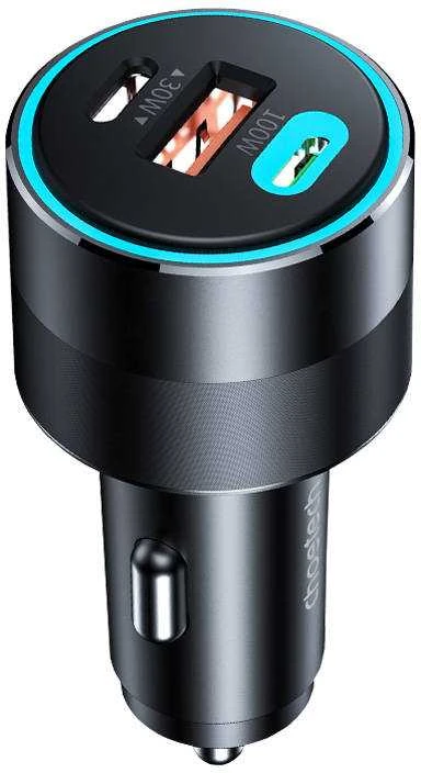 Choetech TC0011 automobilinis įkroviklis 130W 2x USB C 1x USB A - juodas