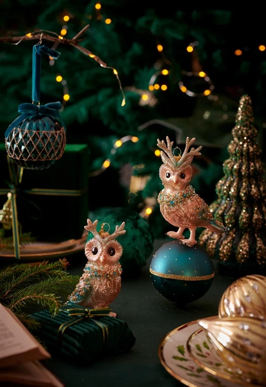 Christmas Tree toy Decoris Owl. various colours. glass
