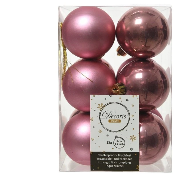 Plastikiniai eglutės žaisliukai DECORIS 22002, 6 cm, 12 vnt.