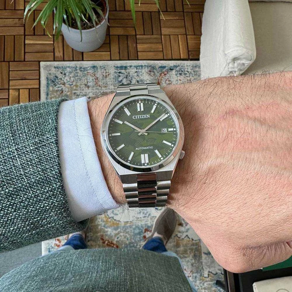 CITIZEN Tsuyosa vyriškas laikrodis NJ0159-86X -Camo Žalias Automatinis klasikinis safyras