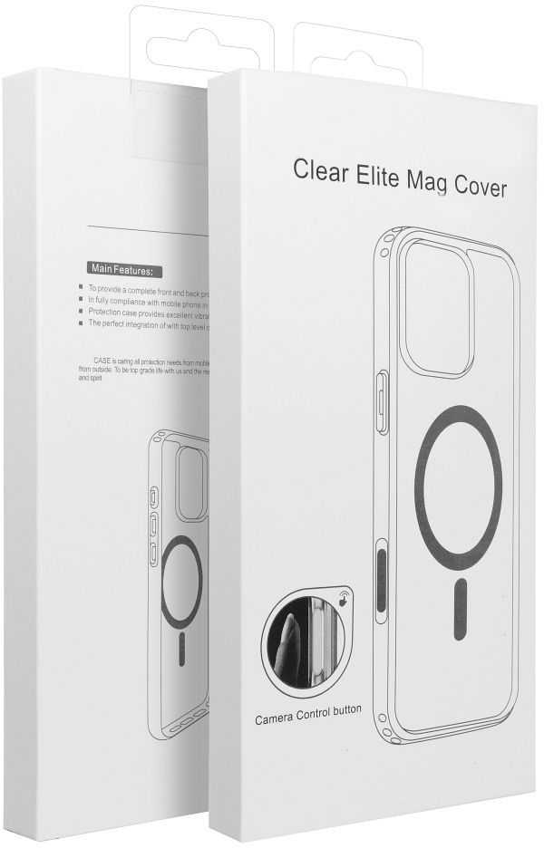Oem Originalus „iPhone 17 Clear Mag Cover Elite“ dėklas (STR / NEGELTONAS / KAMEROS VALDYMO MYGTUKAS), suderinamas su skaidriu „MgSafe“