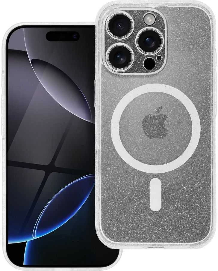 Oem Originalus „iPhone 17 AIR“ skaidrus „Mag“ dėklas – blizgučiais (STR / APSAUGA NUO FOTOAPAROS), suderinamas su „MagSafe“ skaidriais blizgučiais.