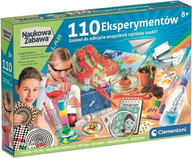 Naukowa Mokslo pramogos 110 eksperimentų lenkų kalba Clementoni 50720