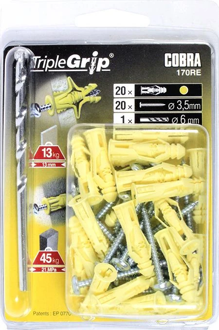 Cobra Įvarai GKP, 3,5 x 29 mm, plastikiniai, 20 vnt.