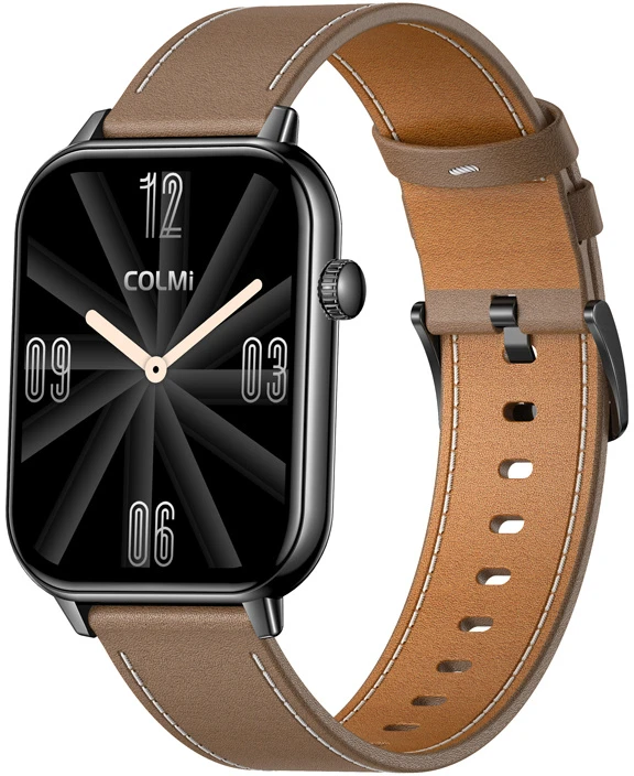 COLMI C28 Išmanusis laikrodis – Juodas + Brown Leather Strap