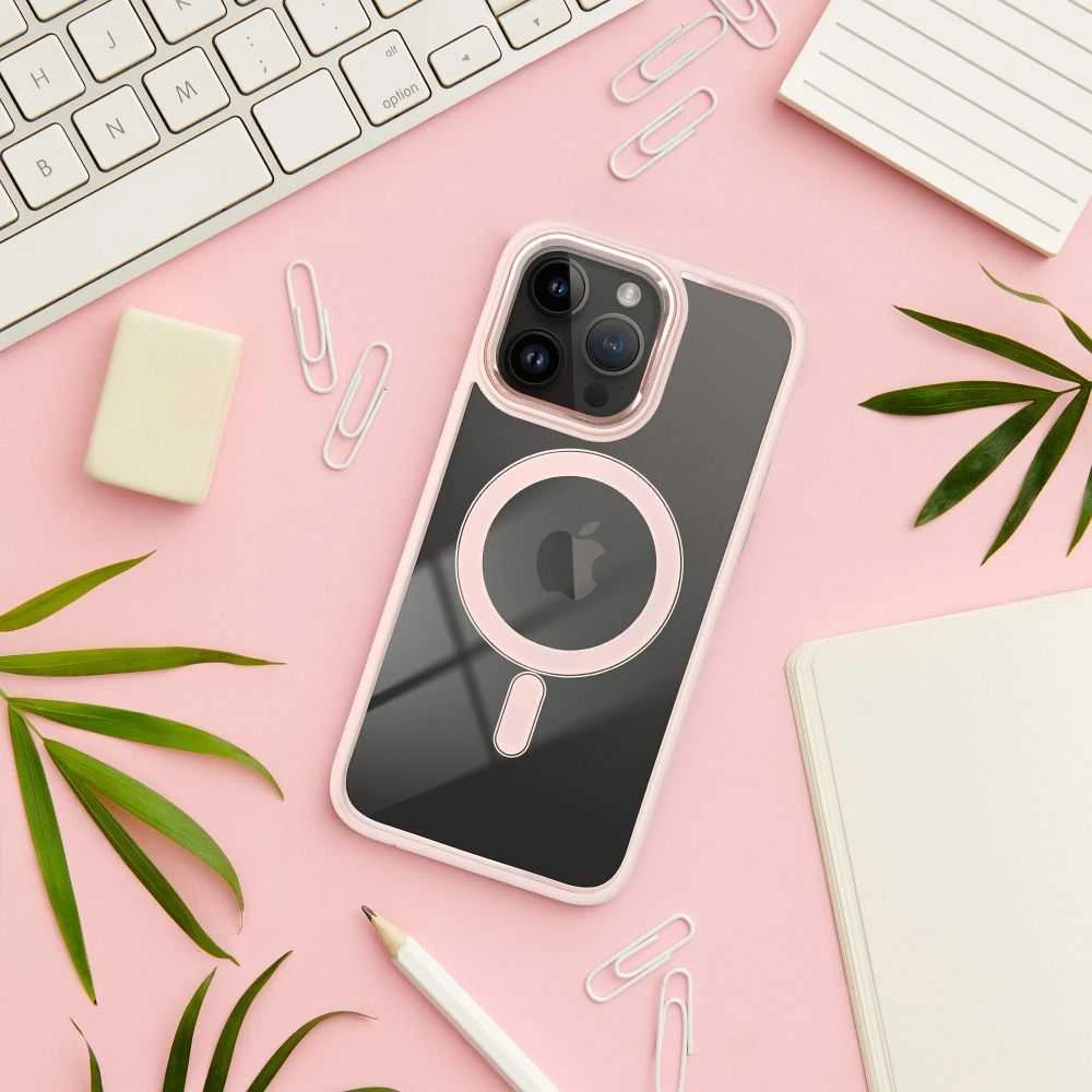 OEM dėklas, skirtas „iPhone 17 AIR“ spalvotam „Edge Mag Cover“, suderinamas su „MagSafe“, rožinis