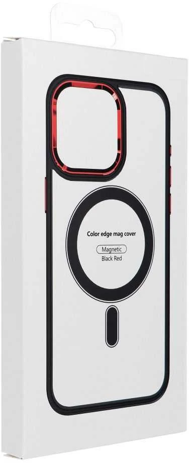 OEM dėklas, skirtas iPhone 17, spalvotas kraštas, MagSafe dėklas, juodas-raudonas