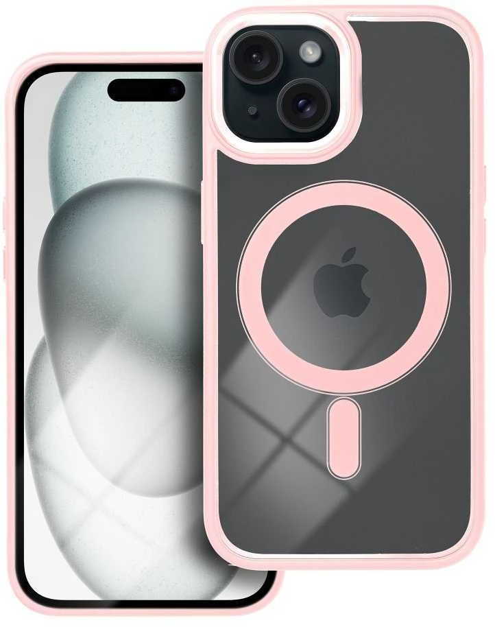 OEM dėklas, skirtas „iPhone 15 Color Edge Mag Cover“, suderinamas su „MagSafe“, rožinis