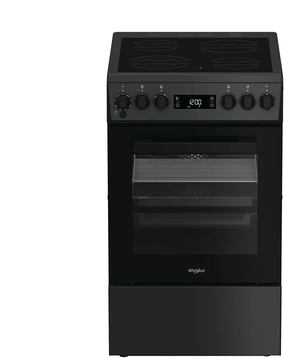 Whirlpool viryklė | W5V8LCSA | Kaitlentės tipas Vitrokeraminė | Orkaitės tipas Elektrinė | Antracitinė | Plotis 50 cm | Gylis 60 cm | Energijos efektyvumo klasė A | 60 L
