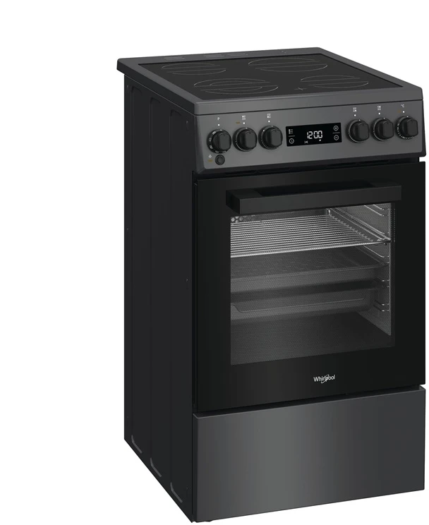 Whirlpool viryklė | W5V8LCSA | Kaitlentės tipas Vitrokeraminė | Orkaitės tipas Elektrinė | Antracitinė | Plotis 50 cm | Gylis 60 cm | Energijos efektyvumo klasė A | 60 L