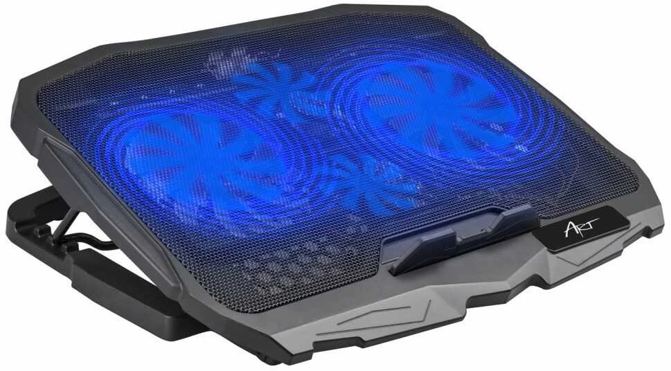Nešiojamojo kompiuterio aušinimo stovas ART P4 2 x USB A LED juodas