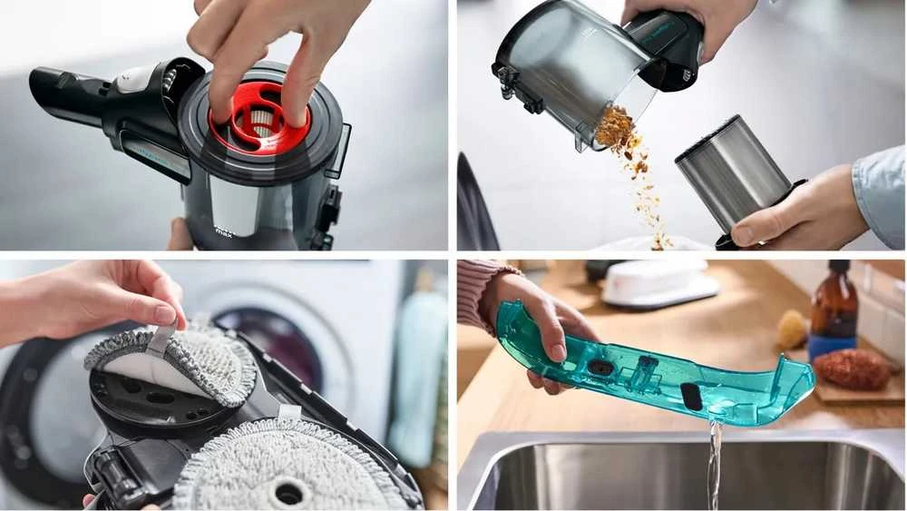 Bosch BCS71HYG1 Įkraunamas 2 viename vakuumas dulkių siurblys ir šluostė, Unlimited 7 ProHygienic Aqua, Baltas