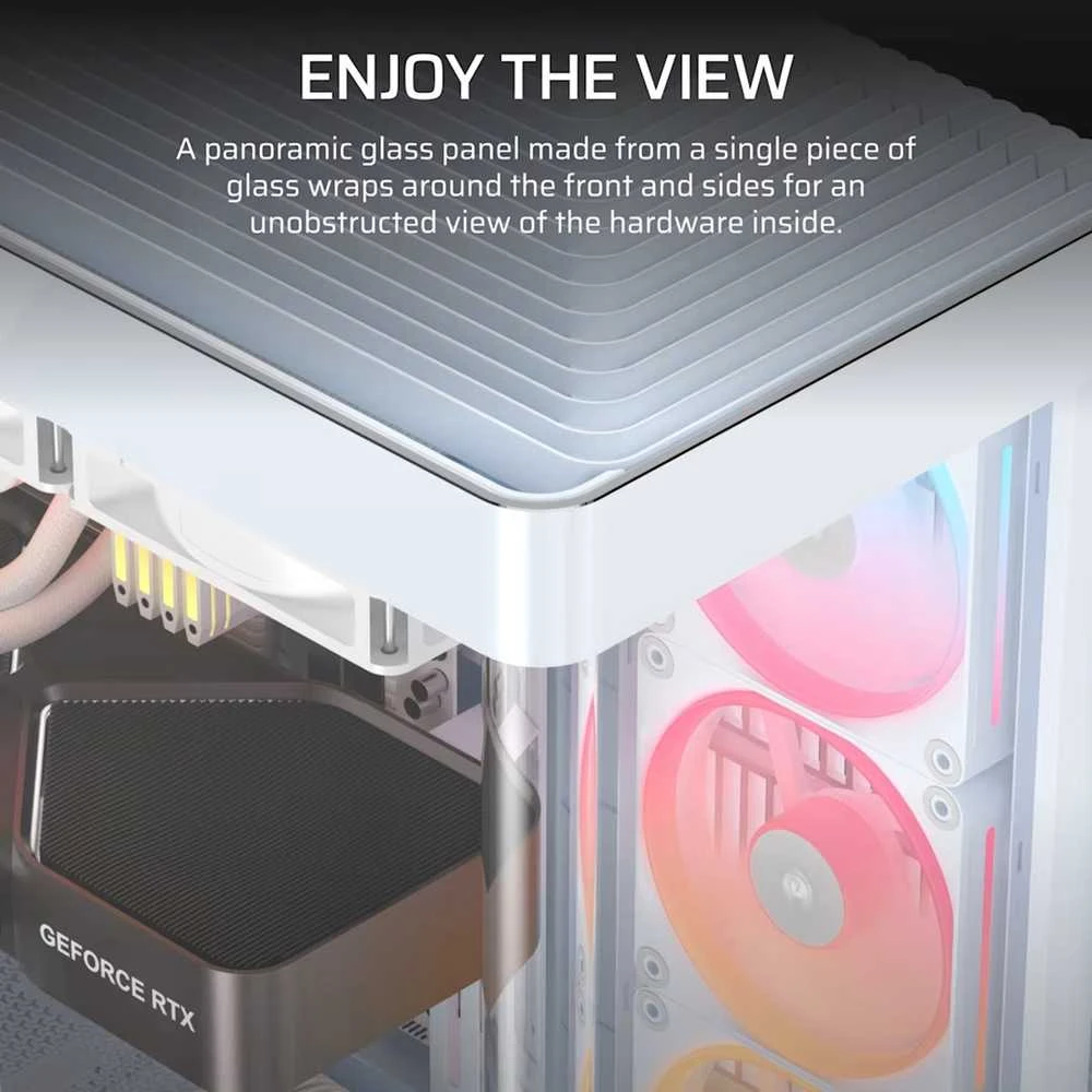 „Corsair FRAME 4500X LX-R RGB“ kompiuterio korpusas, vidutinio dydžio bokštas, E-ATX, grūdintas stiklas – Baltas
