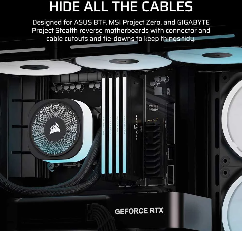 „Corsair FRAME 4500X LX-R RGB“ kompiuterio korpusas, „Mid-Tower“, E-ATX, grūdintas stiklas – Juodas