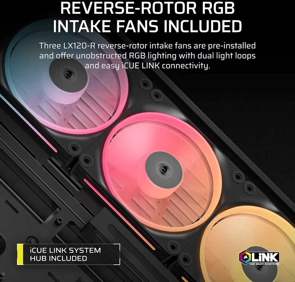 „Corsair FRAME 4500X LX-R RGB“ kompiuterio korpusas, „Mid-Tower“, E-ATX, grūdintas stiklas – Juodas