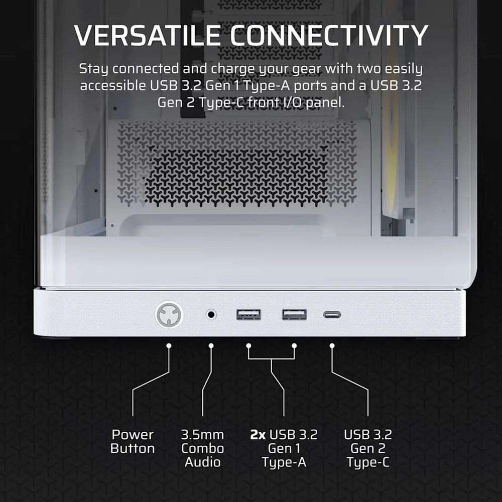 „Corsair FRAME 4500X RS-R ARGB“ korpusas, „Mid-Tower“, E-ATX, grūdintas stiklas – Baltas