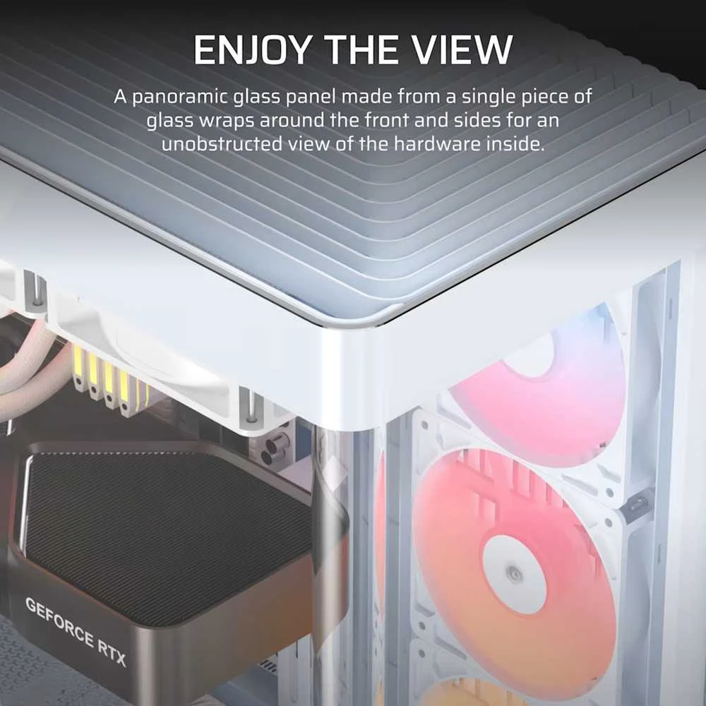 „Corsair FRAME 4500X RS-R ARGB“ korpusas, „Mid-Tower“, E-ATX, grūdintas stiklas – Baltas