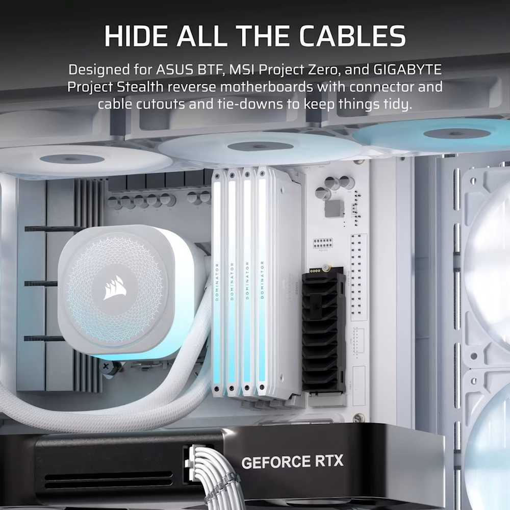 „Corsair FRAME 4500X RS-R ARGB“ korpusas, „Mid-Tower“, E-ATX, grūdintas stiklas – Baltas