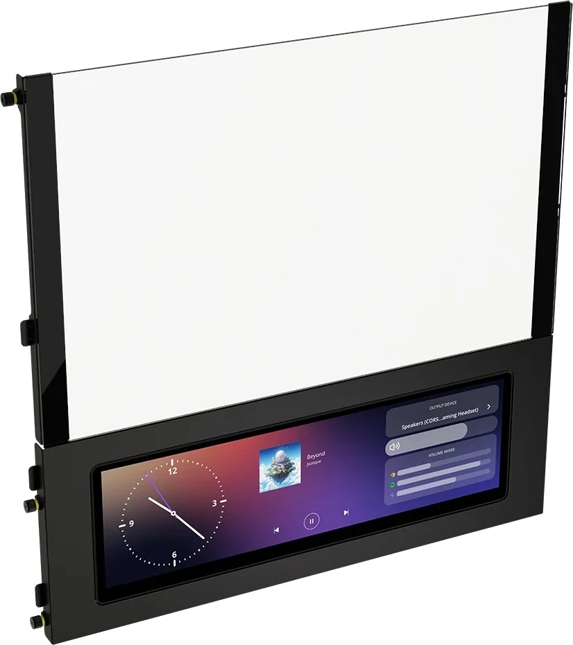 CORSAIR FRAME 4000D LCD RS kompiuterio korpusas, vidutinio dydžio bokštas, ATX, ARGB, grūdintas stiklas – Juodas