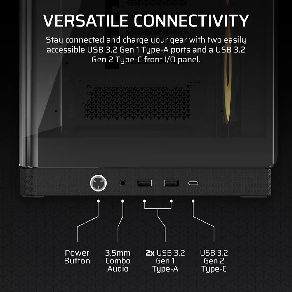 „Corsair FRAME 4500X RS-R ARGB“ kompiuterio korpusas, vidutinio dydžio bokštas, E-ATX, grūdintas stiklas – Juodas